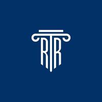 RR initial logo monogram with simple pillar icon vector