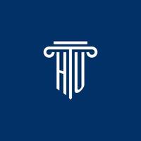 HU initial logo monogram with simple pillar icon vector