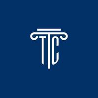TC initial logo monogram with simple pillar icon vector