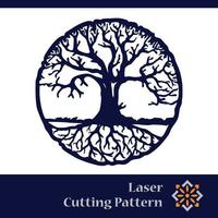 Interior tree round laser cutting design square templates vector