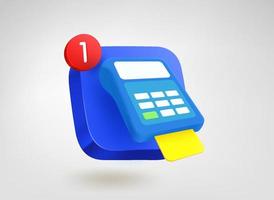 Payment service concept. 3d vector mobile application icon with notification