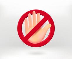 No concept with hand icon. 3d vector illustration