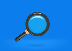 Magnifying glass icon isolated on blue background. 3d vector illustration