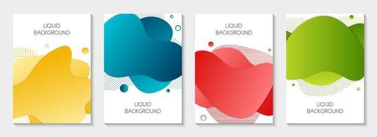 Set of 4 abstract modern graphic liquid banners. Dynamical waves different colored fluid forms. Isolated templates with flowing liquid shapes. For the special offer, flyer or presentation. vector