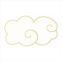 Japanese cloud in chinese style with gold stroke isolated on white background, Chinese element in cartoon style vector