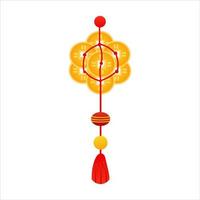 Chinese wealth amulet or mascot with coins and knots isolated on white background, lunar new year element vector