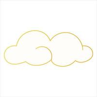 Japanese cloud in chinese style with gold stroke isolated on white background, chinese element in cartoon style vector