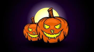 halloween design illustration pumpkin with moonlight, suitable for background, promotions, events, and others vector