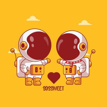 romantic astronaut couple vector