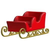 christmas elements. isolated santa claus sleigh.  realistic 3d sled vector