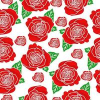 rosa, silueta, seamless, patrón, flor roja, blanco, plano de fondo vector