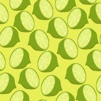 Half lime seamless pattern, juicy citrus fruit on yellow background vector