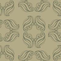 Abstract paisley seamless pattern, ornate elements on gray green background vector