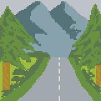 paisaje montañoso con pixel art. ilustración vectorial vector