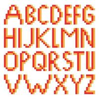 Alphabet with Pixel Art on white Background.  Vector illustration.