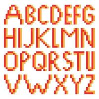 Alphabet with Pixel Art on white Background.  Vector illustration.