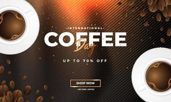 Modern and premium international coffee day greeting design vector