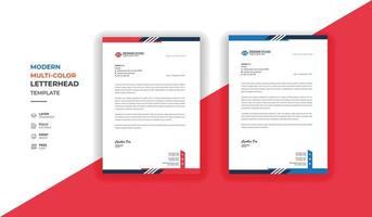 Professional letterhead templates - clean creative modern vector letterhead template red and blue