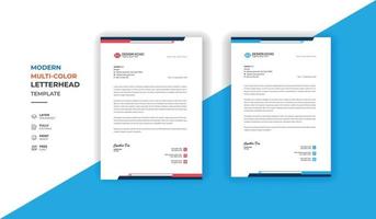 Official business letterhead templates - clean creative modern vector letterhead template red and blue