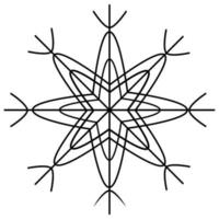 Outline drawing of a snowflake on a transparent background in a minimalist style. Line art. Isolate vector