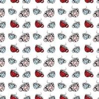 Seamless Pattern with Coffee Beans and Abstract Stylized cup in trendy shades. Isolate. Line Art vector