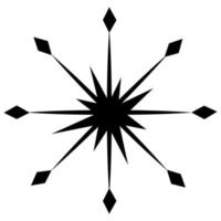 Outline drawing of a snowflake on a transparent background in a minimalist style. Line art. Isolate vector