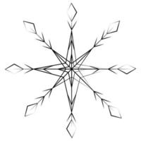 Outline drawing of a snowflake on a transparent background in a minimalist style. Line art. Isolate vector