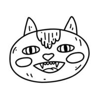 gato espeluznante garabato dibujado a mano. animal de dibujos animados de halloween, ilustración de dibujo vectorial, arte de línea para diseño web, icono, impresión, página de color vector