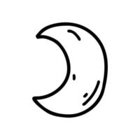 Hand drawn doodle moon. Cartoon element, vector sketch illustration, line art for web design, icon, print, coloring page