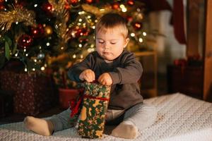 A little boy in a beautiful New Year's photo studio.