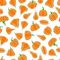 Autumn pattern with a pumpkin on a white background. Halloween pattern. Orange pumpkin for Thanksgiving vector