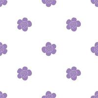 Floral seamless vector pattern with flowers. Spring flora. Simple hand-drawn kids style. Pretty ditsy for fabric, textile, wallpaper. Digital paper in white background