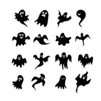 Monochrome ghost apparition spook horror set. Ghost shadow funny. ghost sheet for halloween character design. Isolated on white vector illustration.