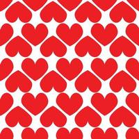 Red hearts in doodle style. Seamless romantic pattern. Colorful hearts on white vector background. Ready template for design, postcards, print, poster, party, Valentine's day, vintage textile.