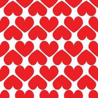 Red hearts in doodle style. Seamless romantic pattern. Colorful hearts on white vector background. Ready template for design, postcards, print, poster, party, Valentine's day, vintage textile.