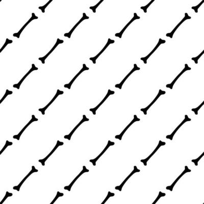 Black skeletons in various poses pattern. Halloween design. Perfect for fall, holidays, fabric, textile. Seamless repeat swatch.