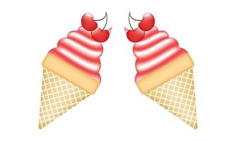 cherry ice cream illustration with mesh technique vector