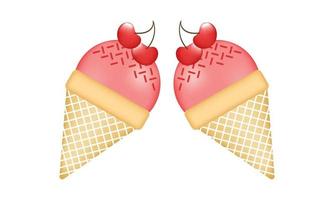 cherry ice cream illustration with mesh technique 5 vector