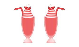 cherry ice cream illustration with mesh technique vector