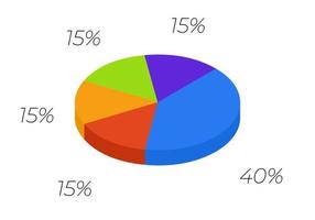 3d pie. Isometric cycle diagram for infographics in 5 parts. vector