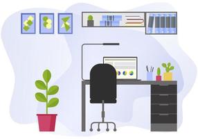 Modern colorful work space design. Distance learning home office. vector