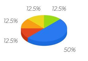 3d pie. Isometric cycle diagram for infographics in 5 parts. vector