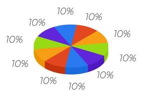 3d pie. Isometric cycle diagram for infographics in 10 parts. vector