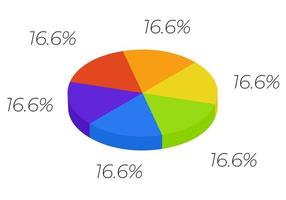 3d pie. Isometric cycle diagram for infographics in 6 parts. vector