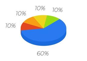 3d pie. Isometric cycle diagram for infographics in 5 parts. vector