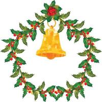 ilustración de vector de marco de flor de corona de navidad con flores de nochebuena de colores. marco redondo dorado con flores. elementos de diseño de postales navideñas, carteles, pancartas. concepto de adorno de boda.