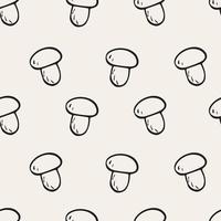 Vector flat illustration seamless pattern of mushrooms icons. Doodle objects are cut out.