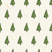 Vector cartoon flat illustration. Seamless pattern with doodle icons of Christmas trees. New year decorations background.