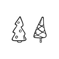 Vector cartoon flat illustration. Christmas trees icons. New Year festive decorations.