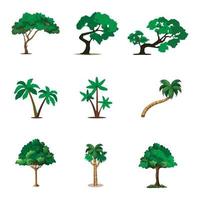 Collection Realistic Trees Isolated on White Background. vector